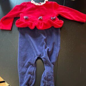 🎀❤️ Mayoral Velour Special Occasion Onesie – Size 12M ❤️🎀